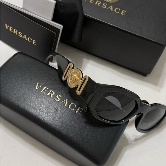 Versace Sunglasses with Black Frame and Gold Detailing